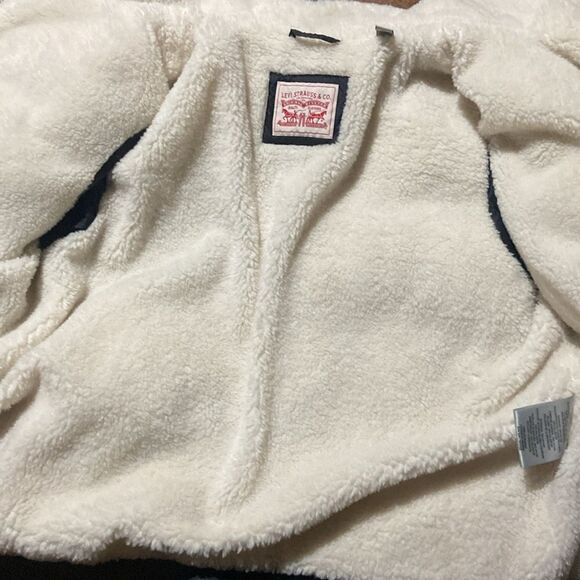 Levis Nylon Puffer Jacket Sherpa Black Zipper Up Women Size XL - Picture 11 of 13